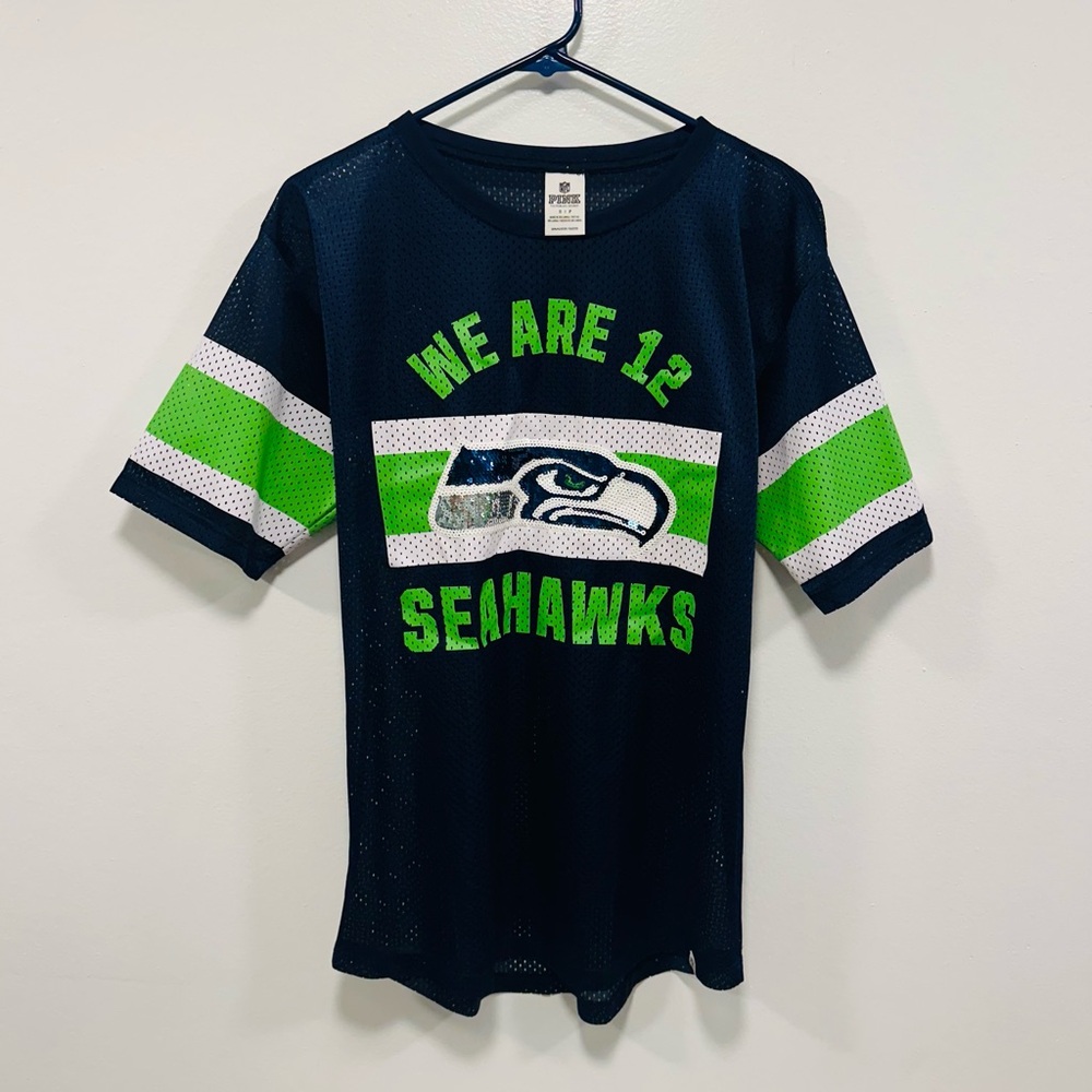 Victoria's Secret pink Seattle Seahawks Navy and Green nfl football Jersey!